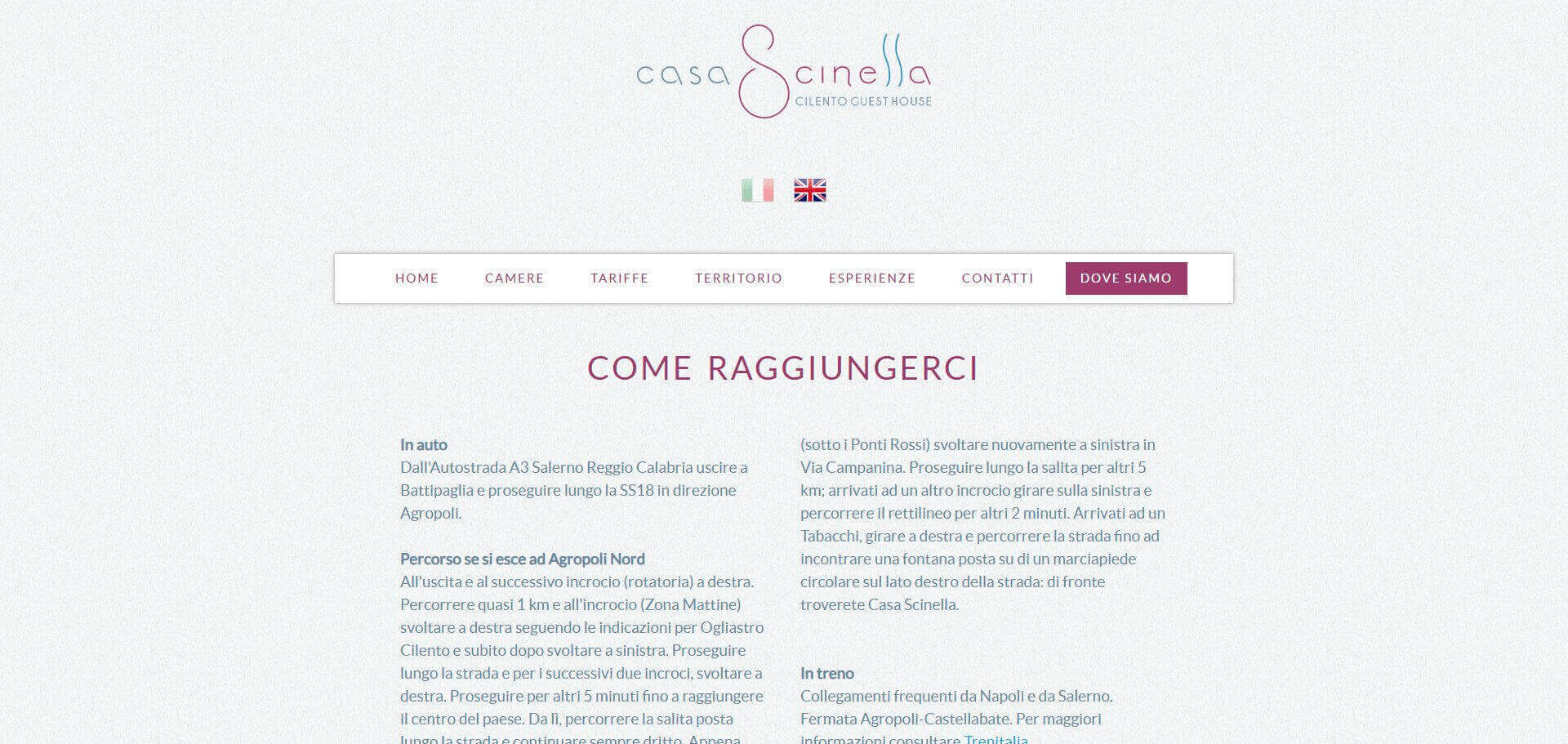 Casa Scinella: schermata 3 del sito