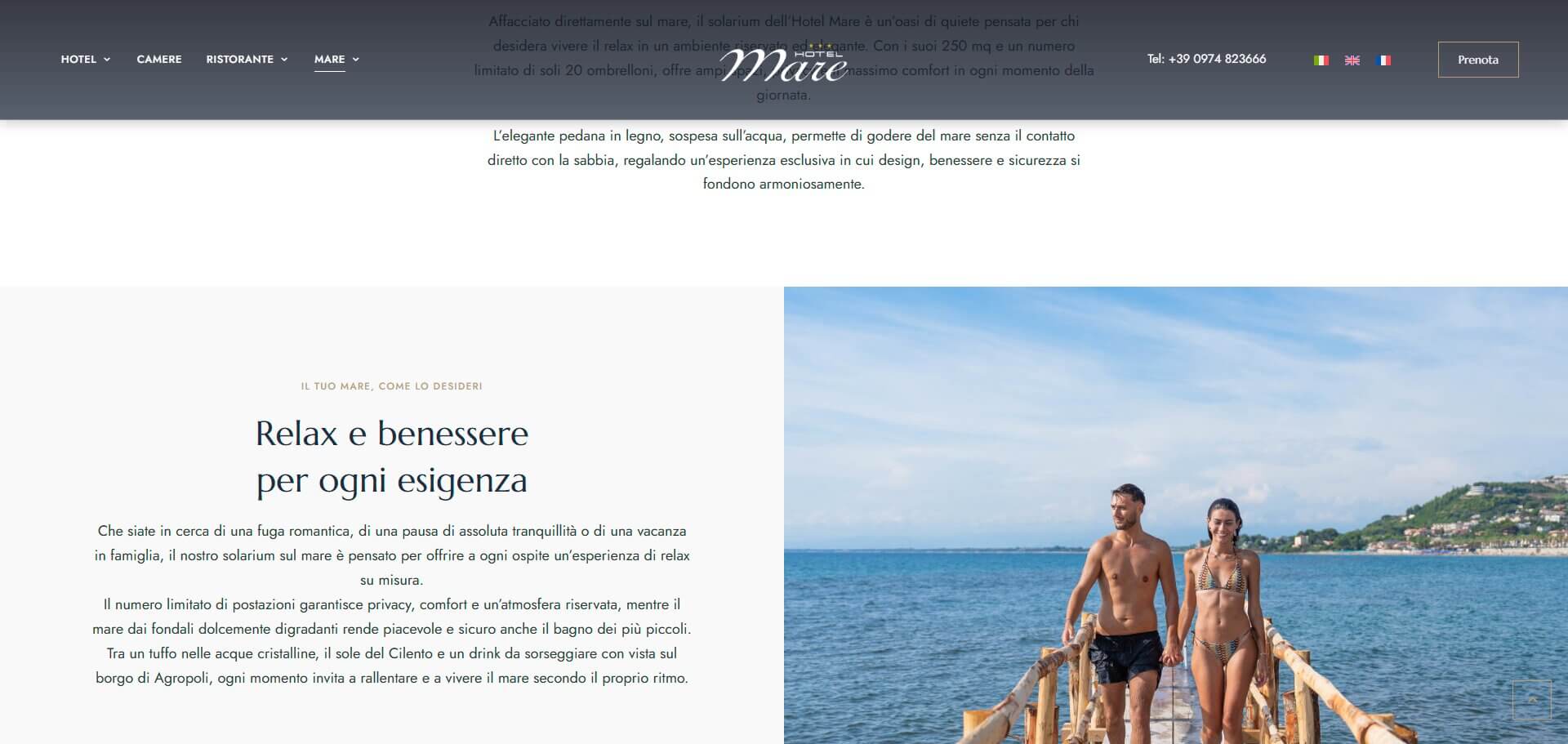 Hotel Mare: schermata 2 del sito