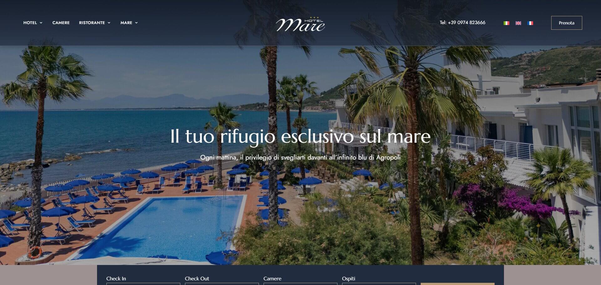 Hotel Mare: schermata 1 del sito