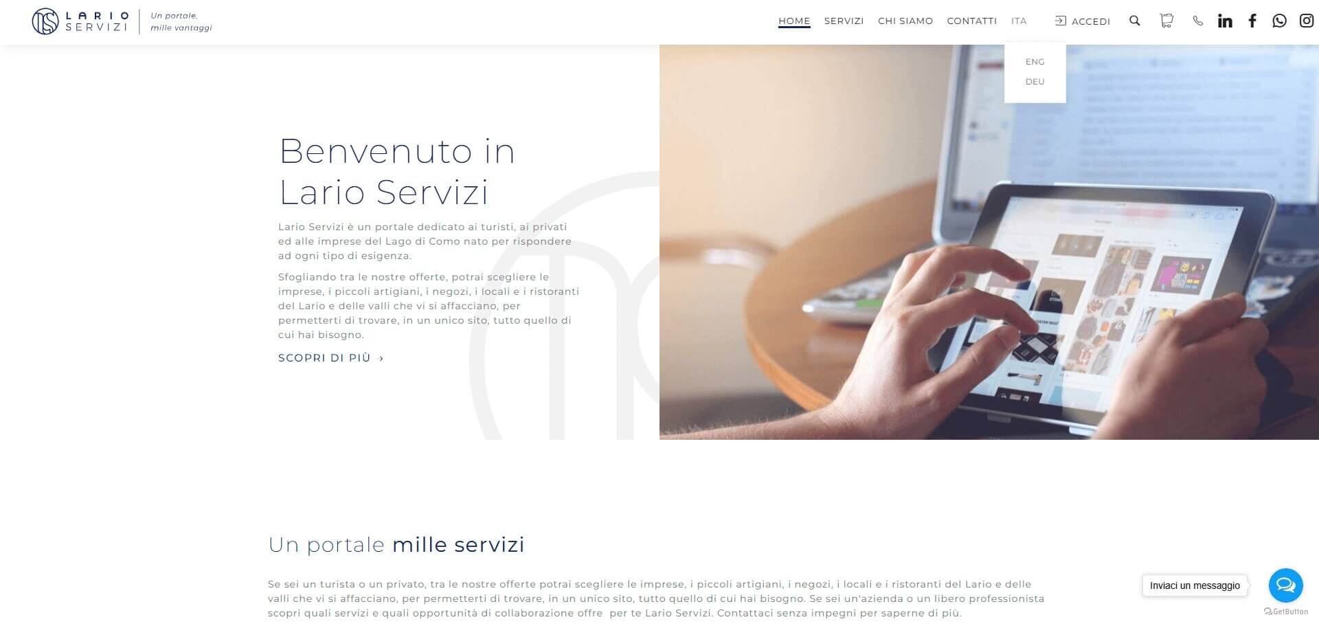 Lario Servizi: schermata 1 del sito