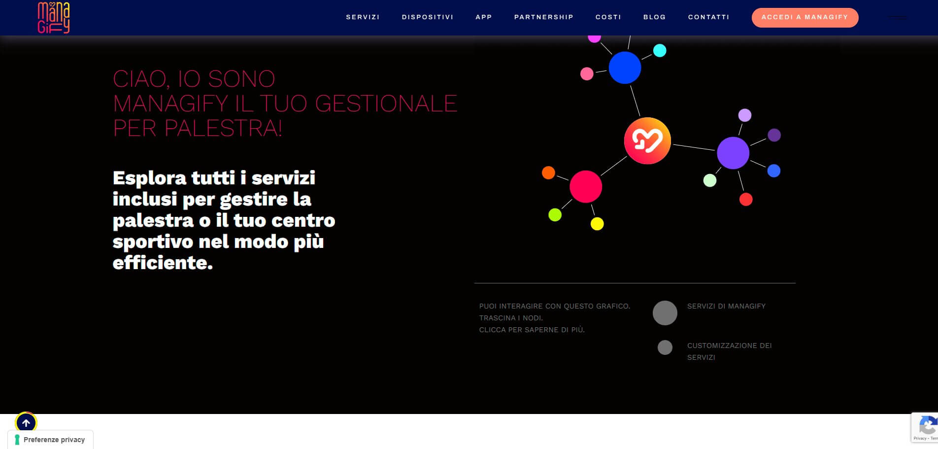 Managify: schermata 2 del sito