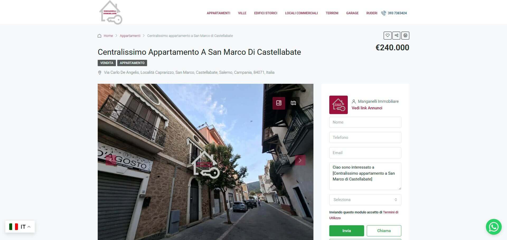 Manganelli Immobiliare: schermata 3 del sito