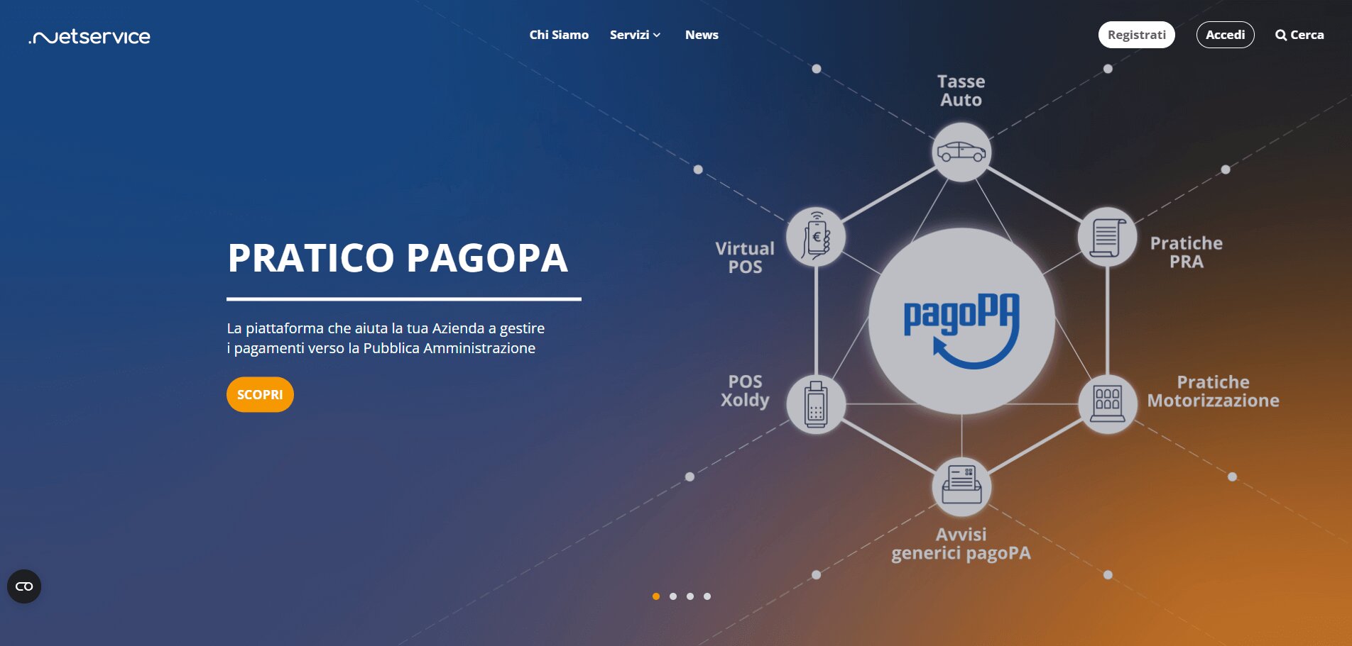 NetService: schermata 1 del sito