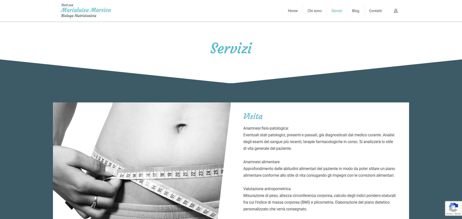 Nutrizionista Marsico: schermata 3 del sito