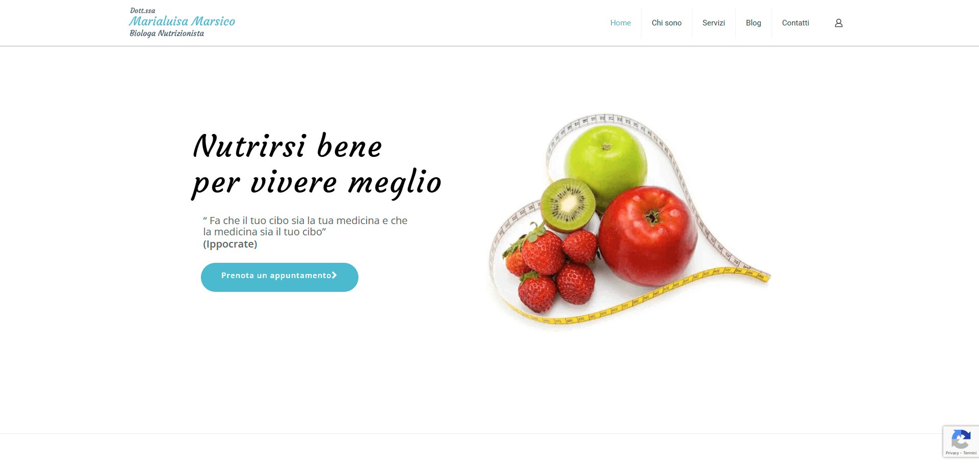 Nutrizionista Marsico: schermata 1 del sito