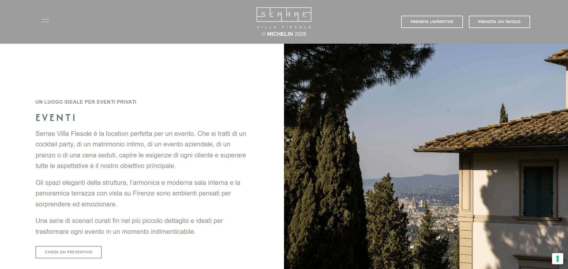 Ristorante Serrae: schermata 2 del sito