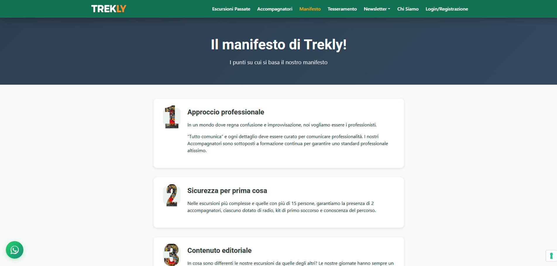 TREKLY: schermata 2 del sito