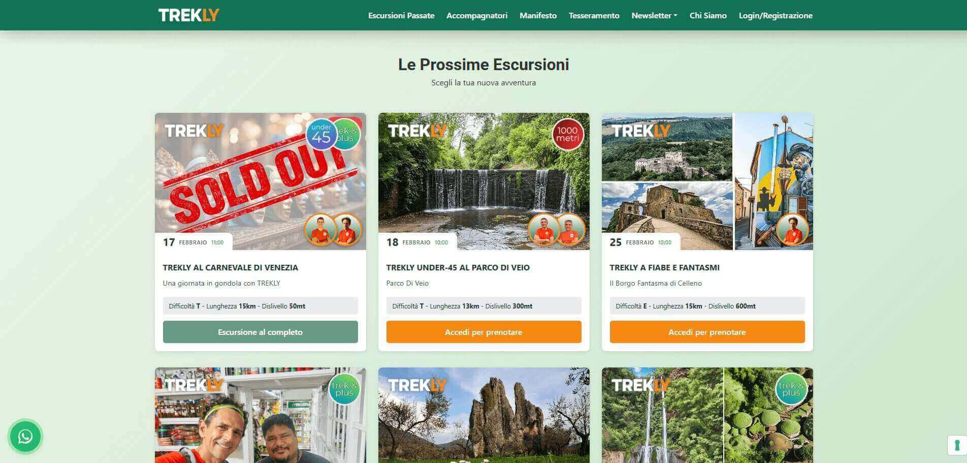 TREKLY: schermata 1 del sito
