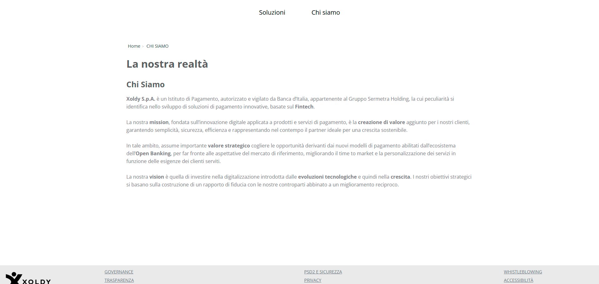 Xoldy: schermata 3 del sito